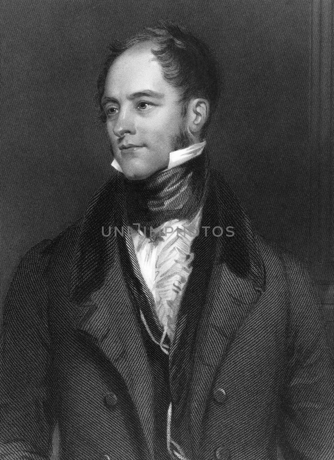 Henry Goulburn (1784 -1856) on engraving from 1837. English Conservative statesman and a member of the Peelite faction after 1846. Engraved by F.Holl after a painting by Pickersgill and published by G.Virtue.