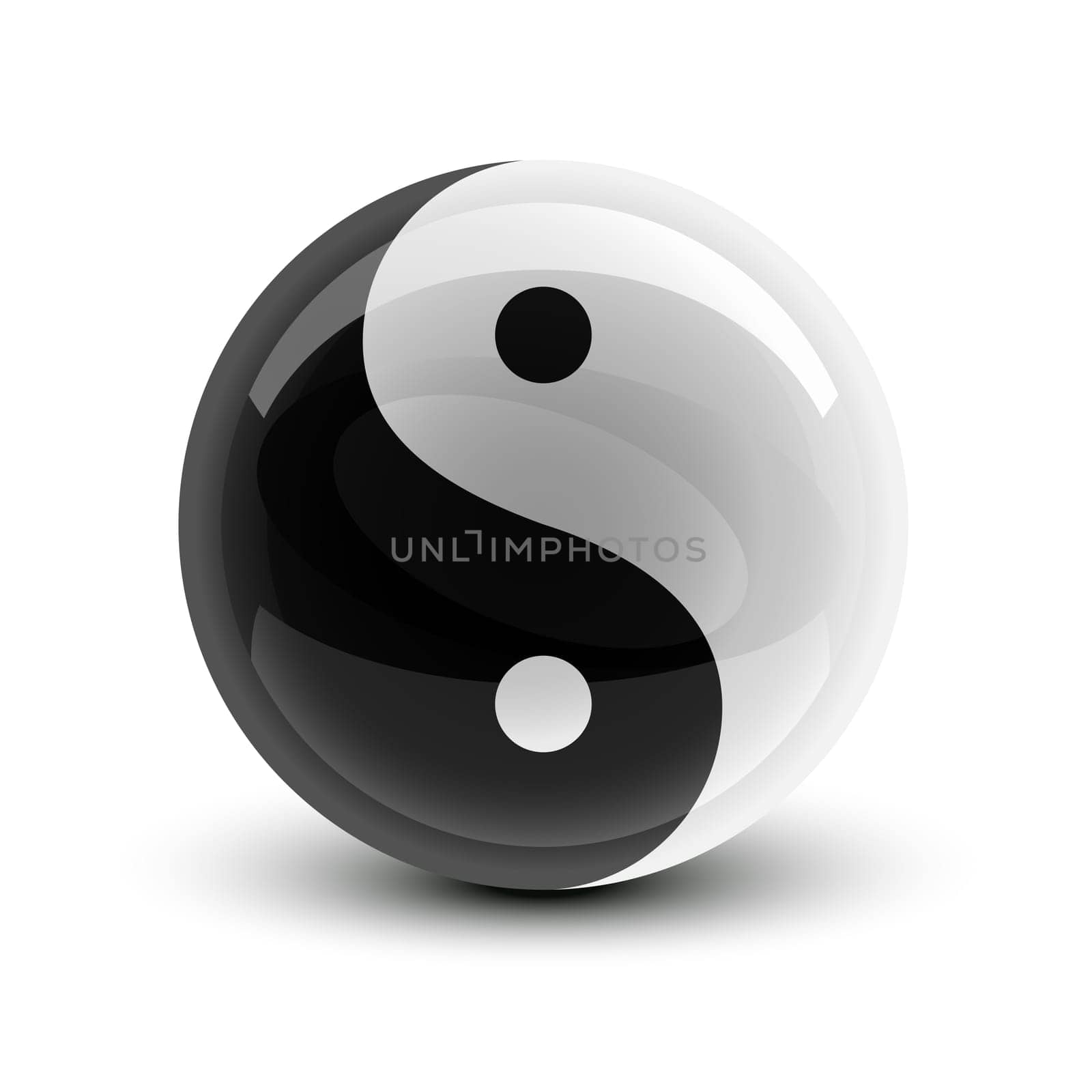 Yin and Yang symbol on a glossy ball