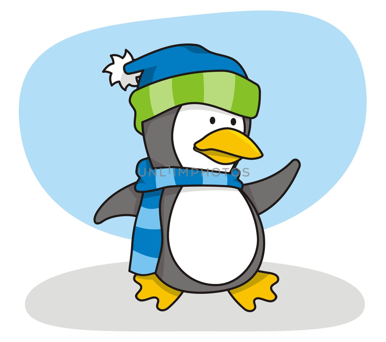Vector cartoon of little penguin