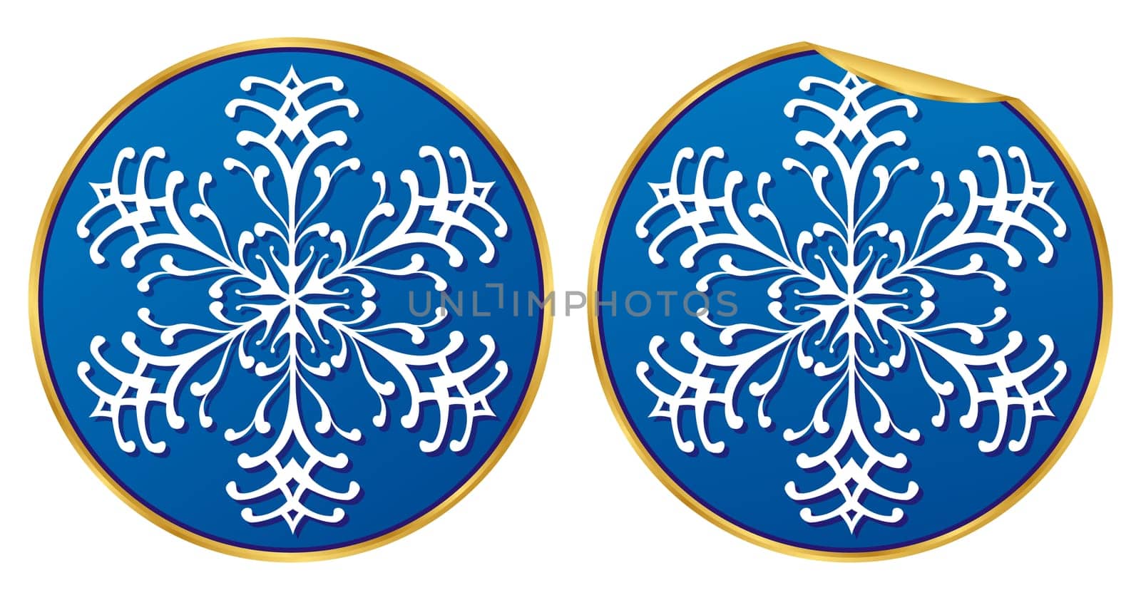 Round snowflake sticker, normal and peeling version