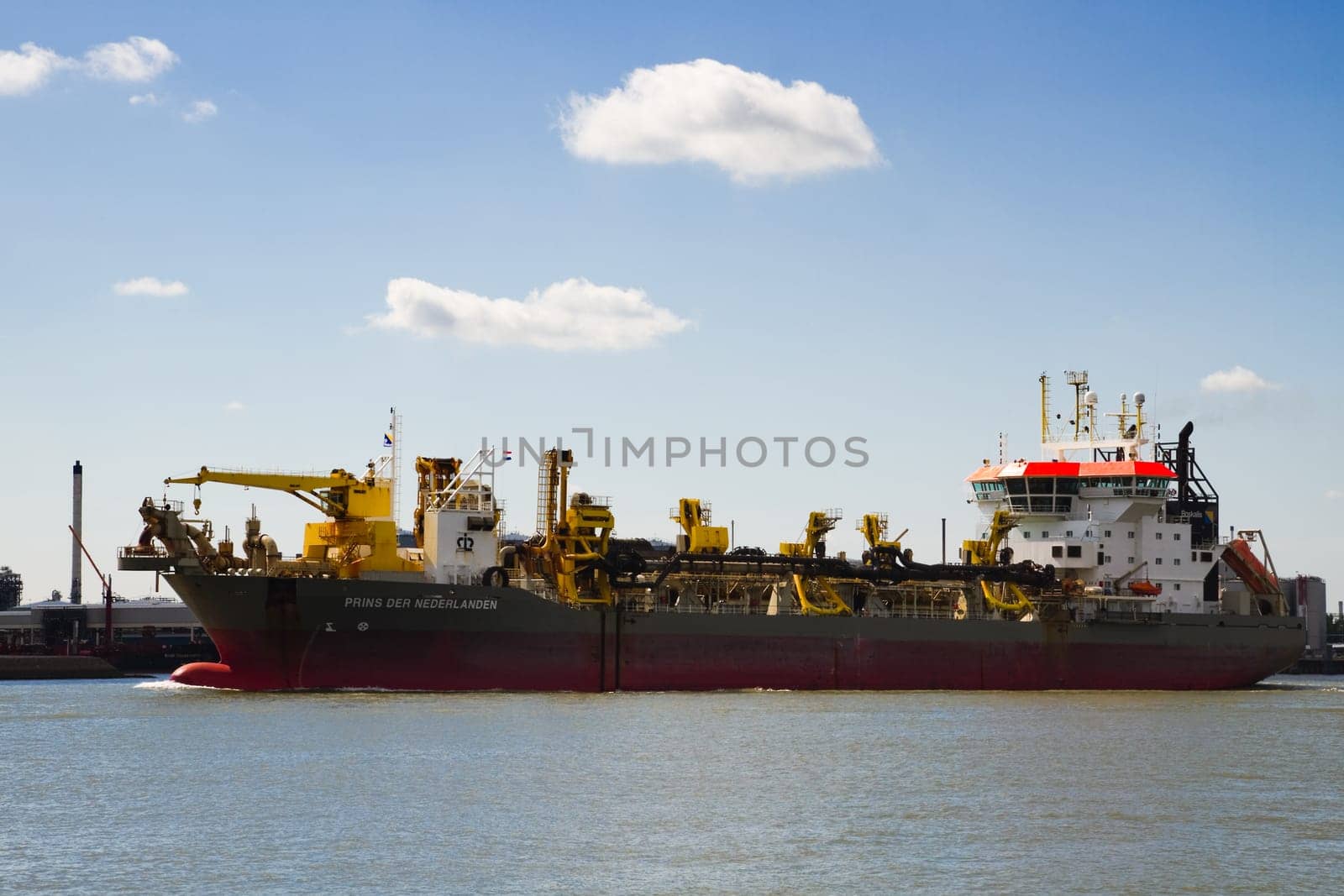 VLAARDINGEN-SEPTEMBER 01: Big trailing suction hopper dredger Prins der Nederlanden on its way to Rotterdam port to visit the Worldport Days, September 01, 2011, Vlaardingen, the Netherlands