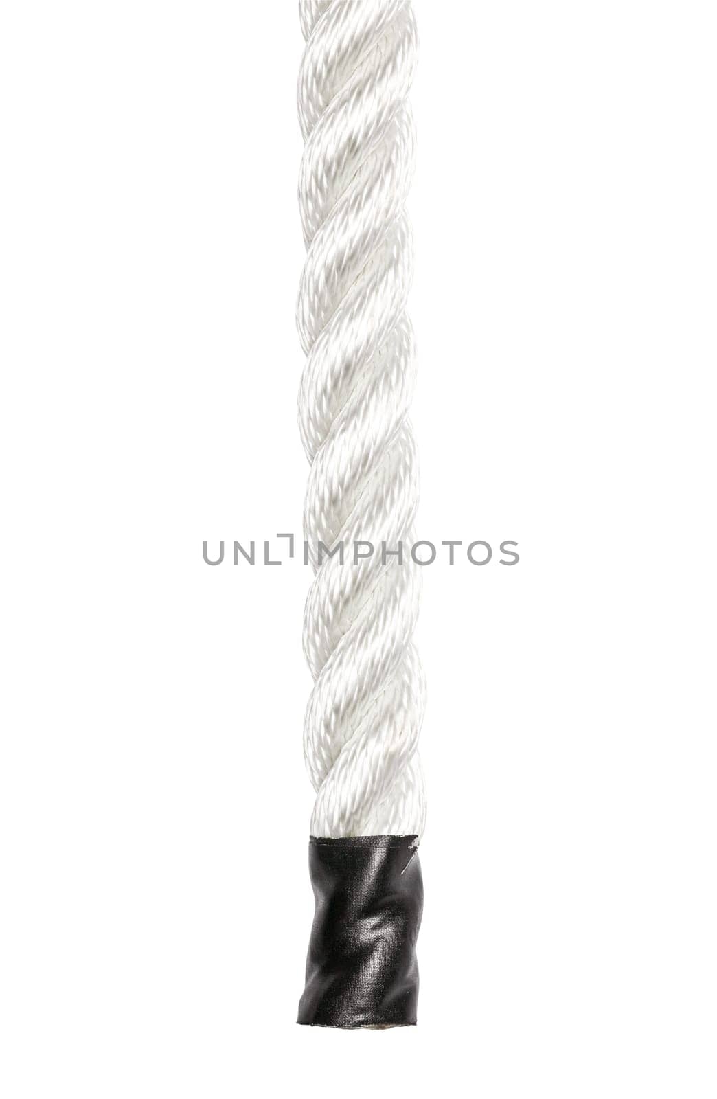 Close-up of a strong nylon rope isolated on white