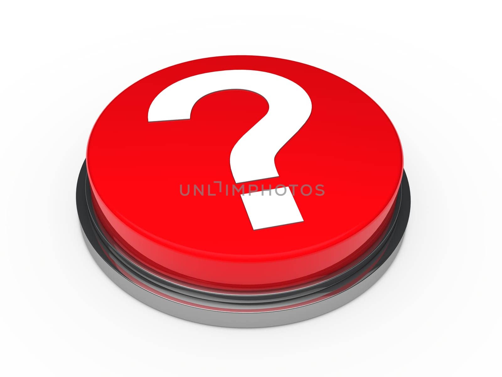 3d button red with question mark sign