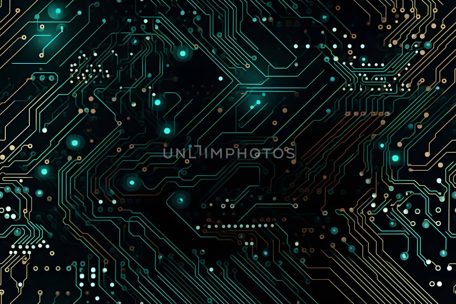 seamless texture and full-frame background of circuit board topology, neural network generated image. by z1b