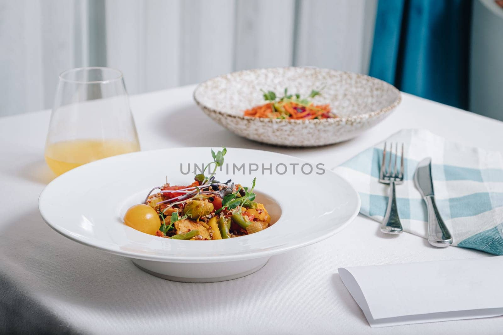 vegetable stew with potatoes, tomatoes and herbs with sauce