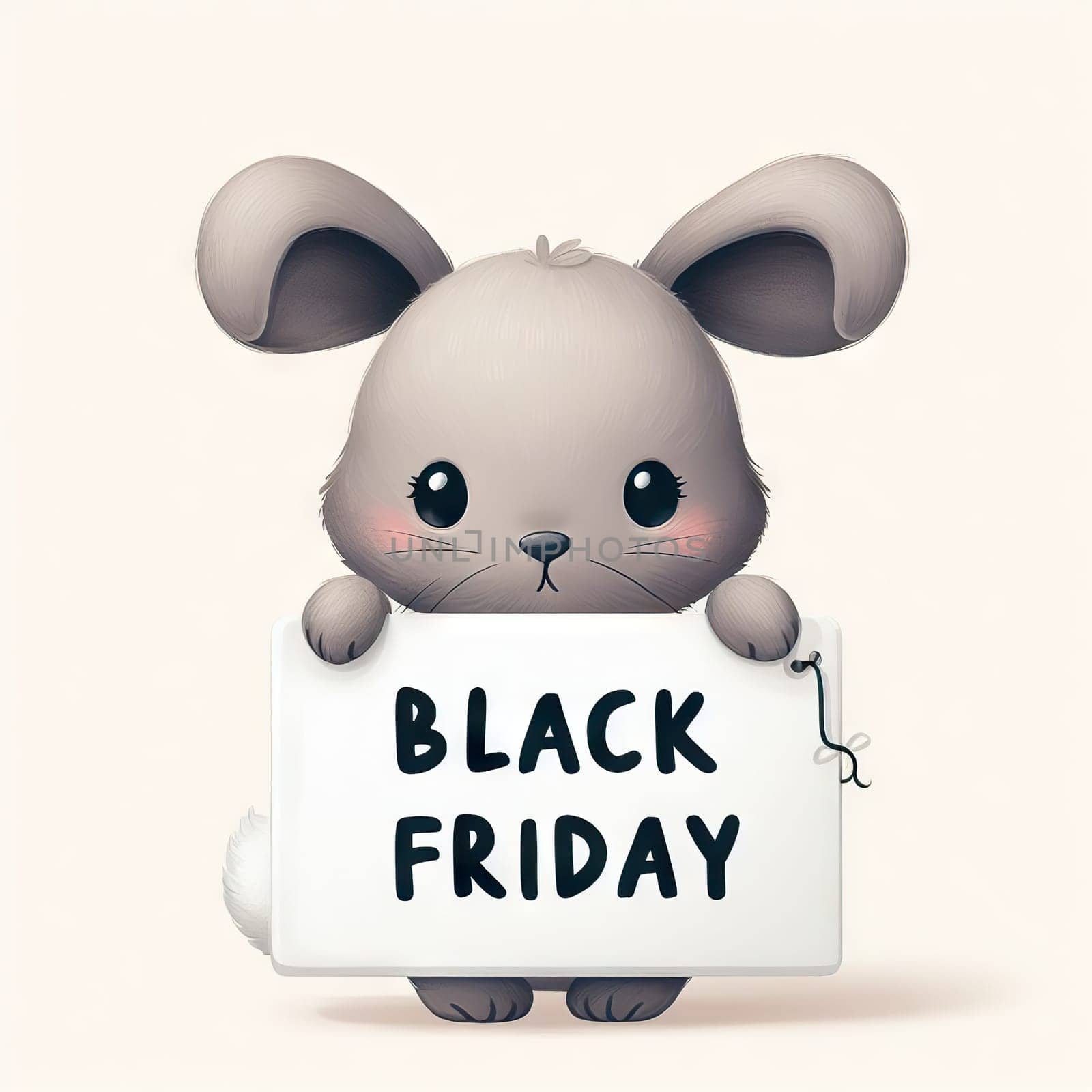 Cute bunny with banner that says Black Friday, concept seasonal discounts by EkaterinaPereslavtseva