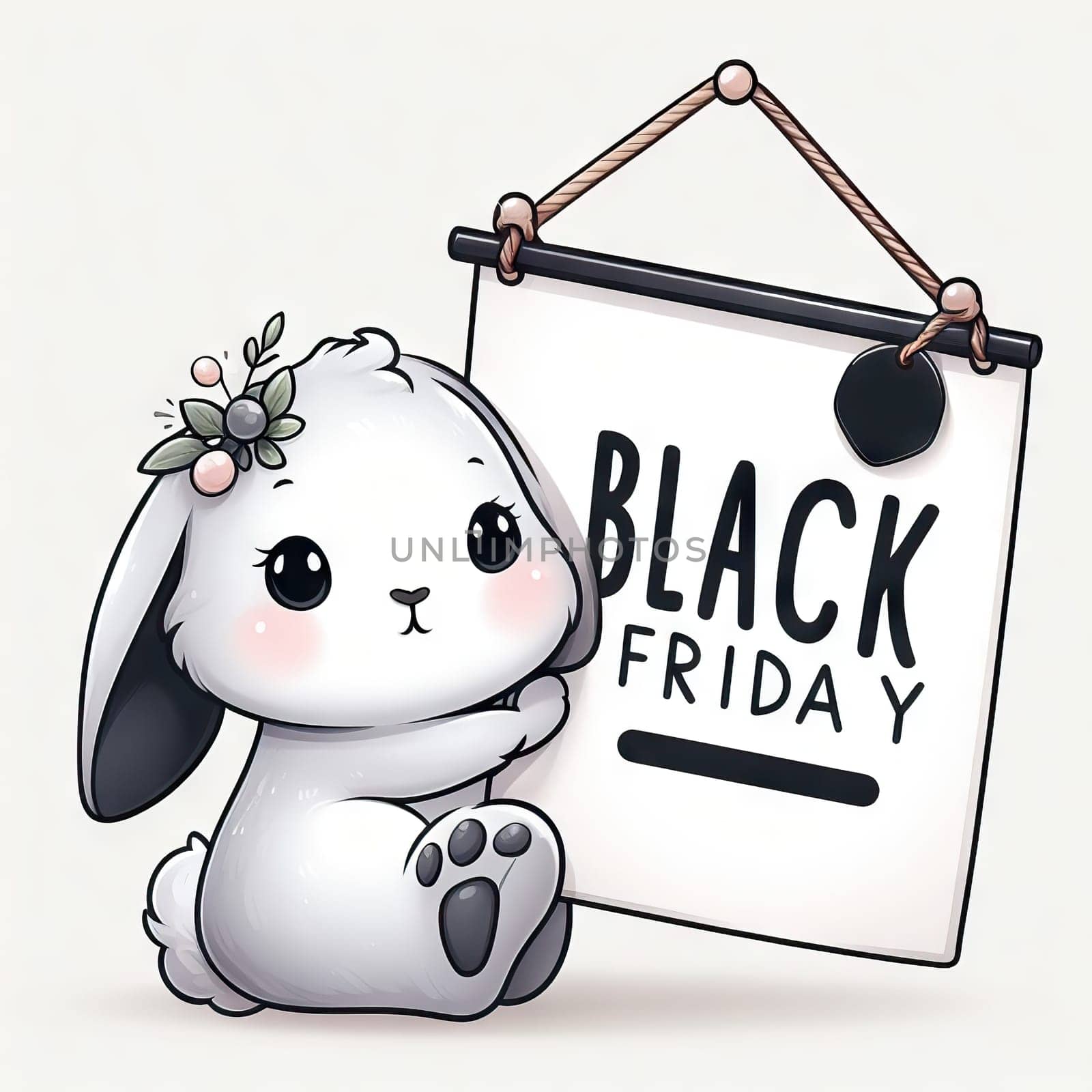 Cute bunny with banner that says Black Friday, concept seasonal discounts by EkaterinaPereslavtseva