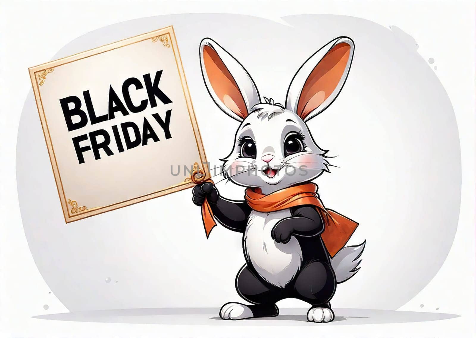 Cute bunny with banner that says Black Friday, concept seasonal discounts by EkaterinaPereslavtseva