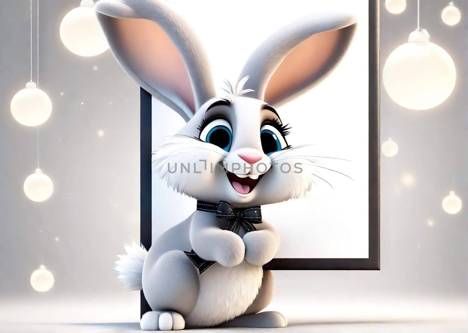 Easter Bunny with a blank sign design for your mock up text. by EkaterinaPereslavtseva