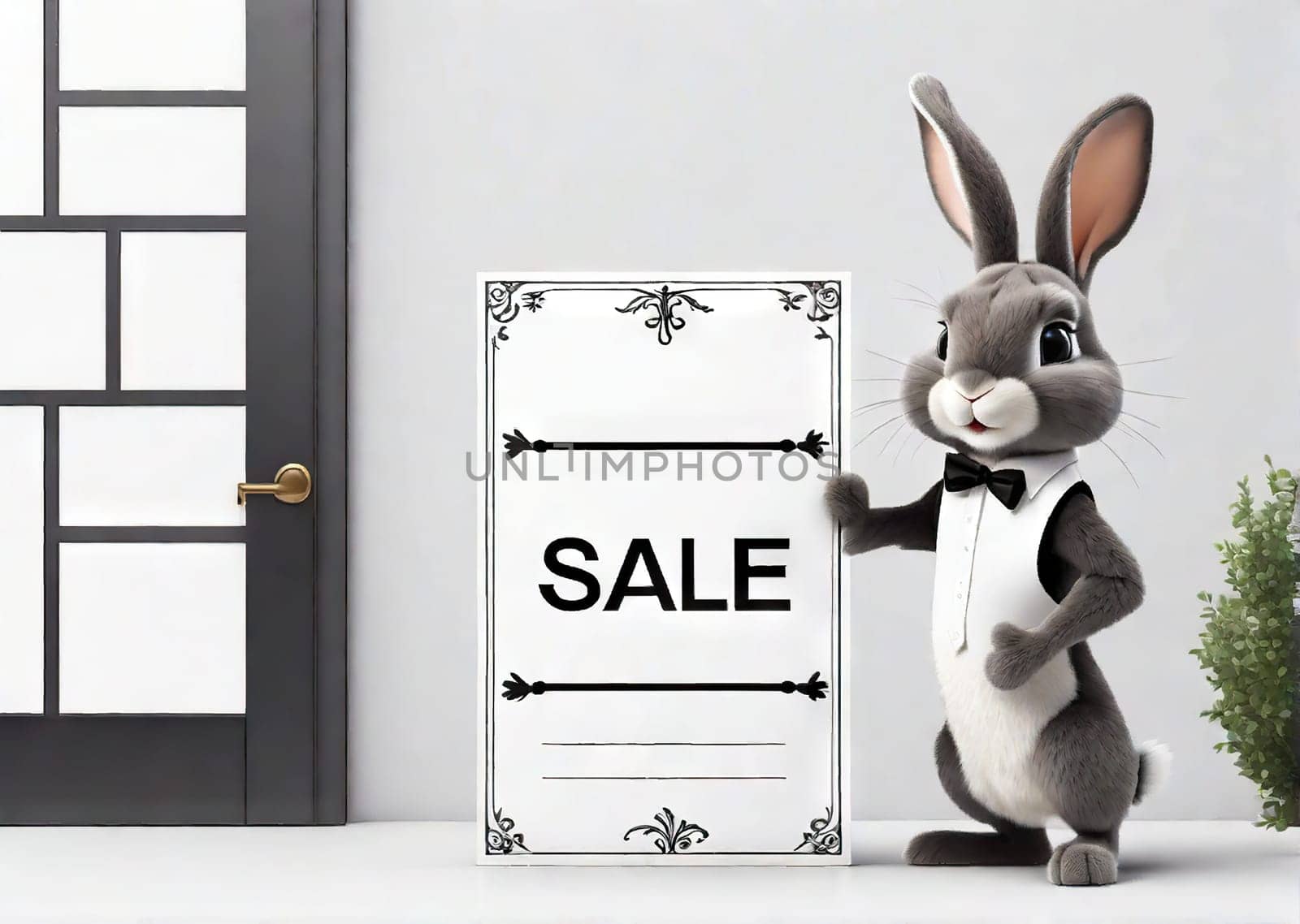 Cute bunny with banner that says Black Friday, concept seasonal discounts by EkaterinaPereslavtseva