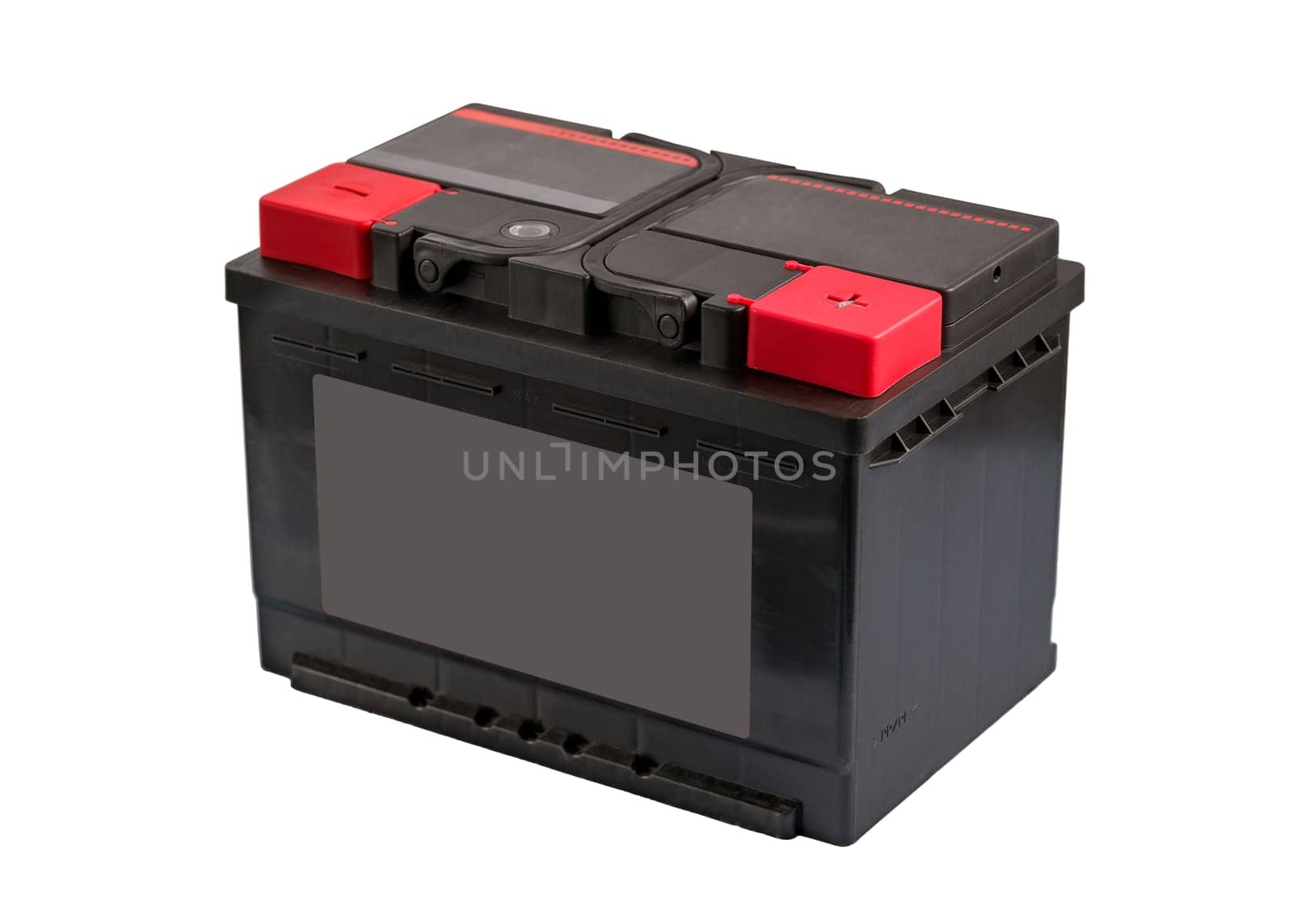 black car battery closeup on a white background by A_Karim