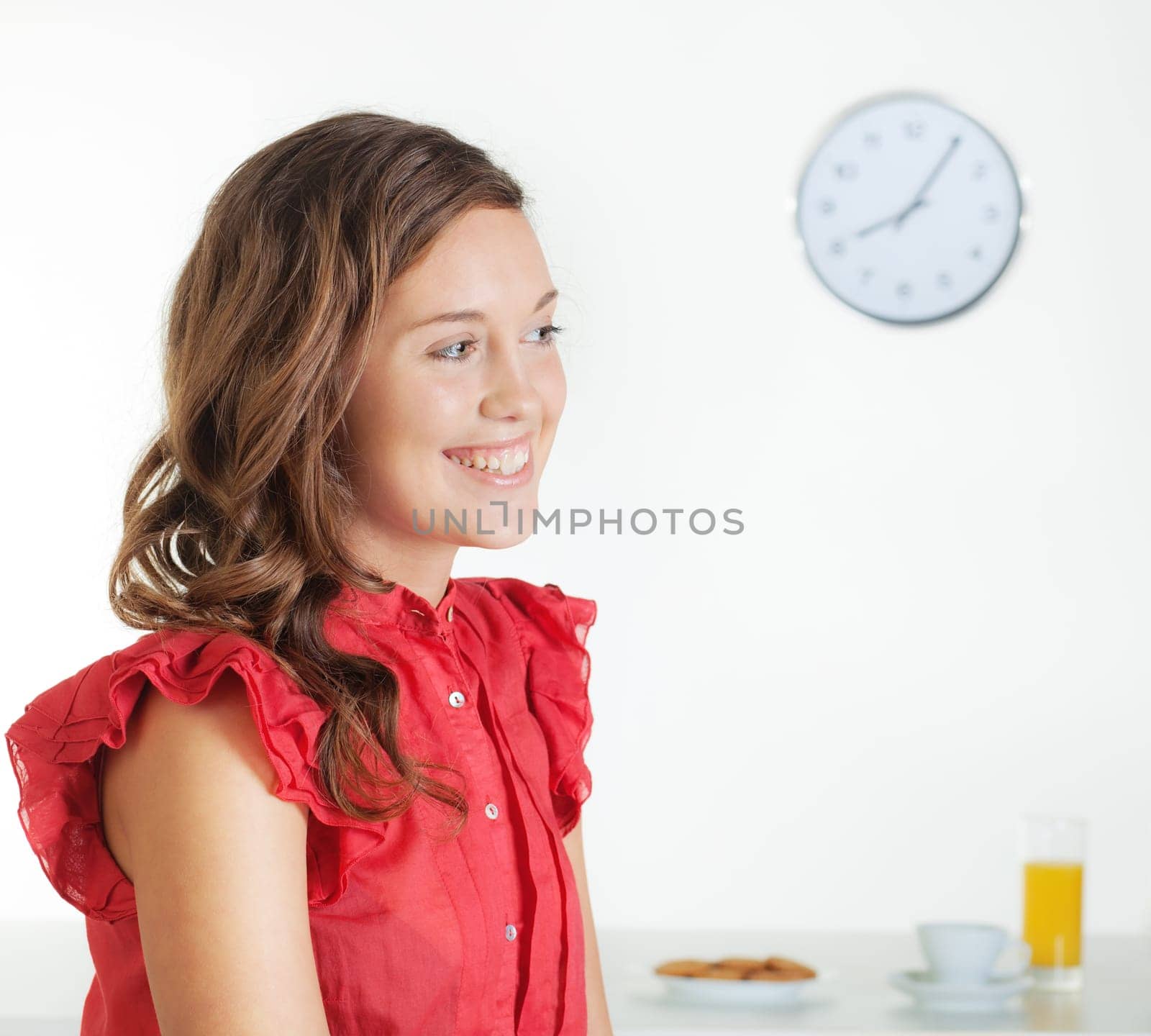Smiling girl at home in the morning