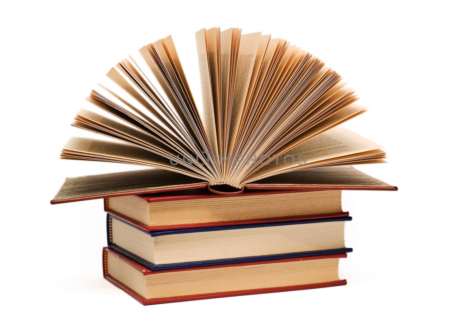 OLd books isolated over a white background.