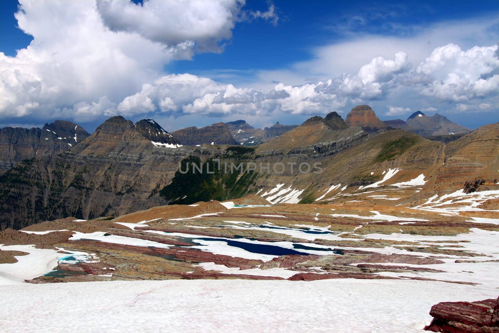 Magnificent scenery near Sperry Glacier in the mountains of Glacier National Park - USA.