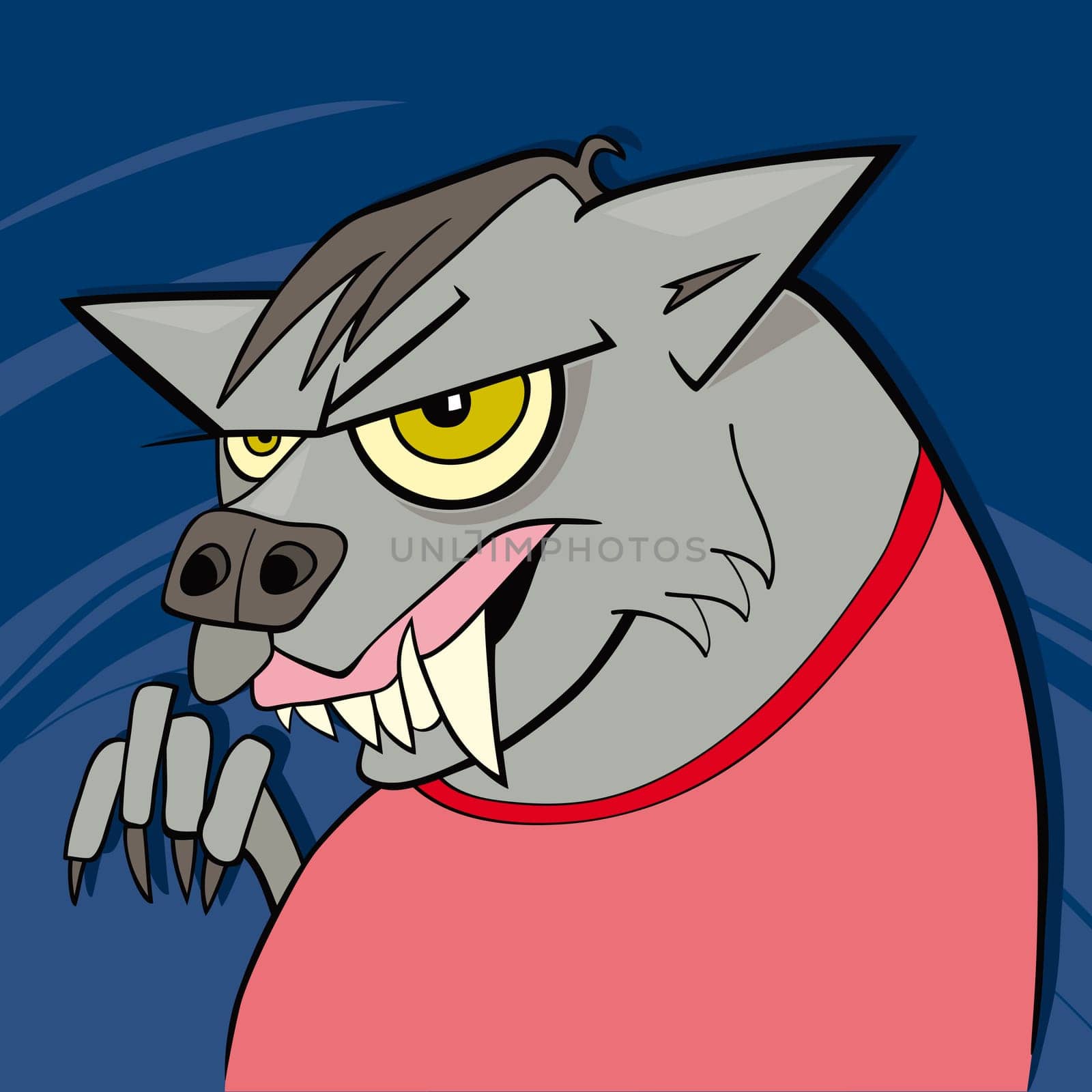 cartoon illustration of funny werewolf