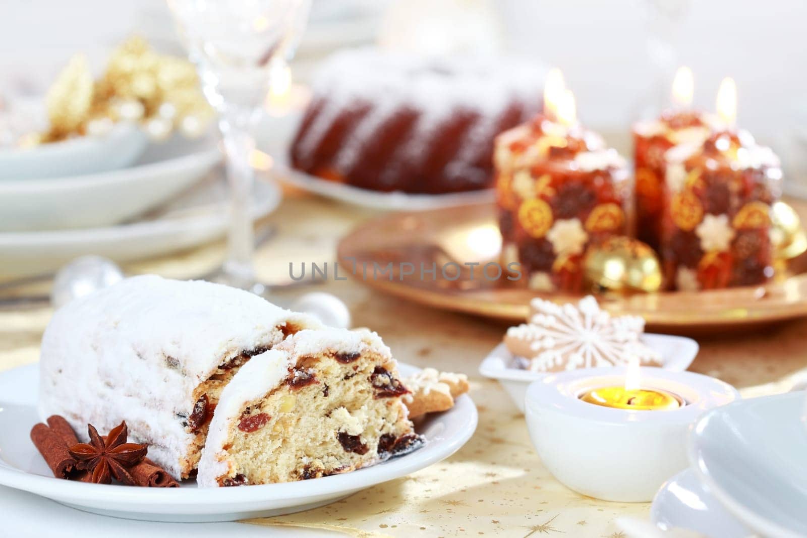Delicious Christmas stollen and Christmas cake