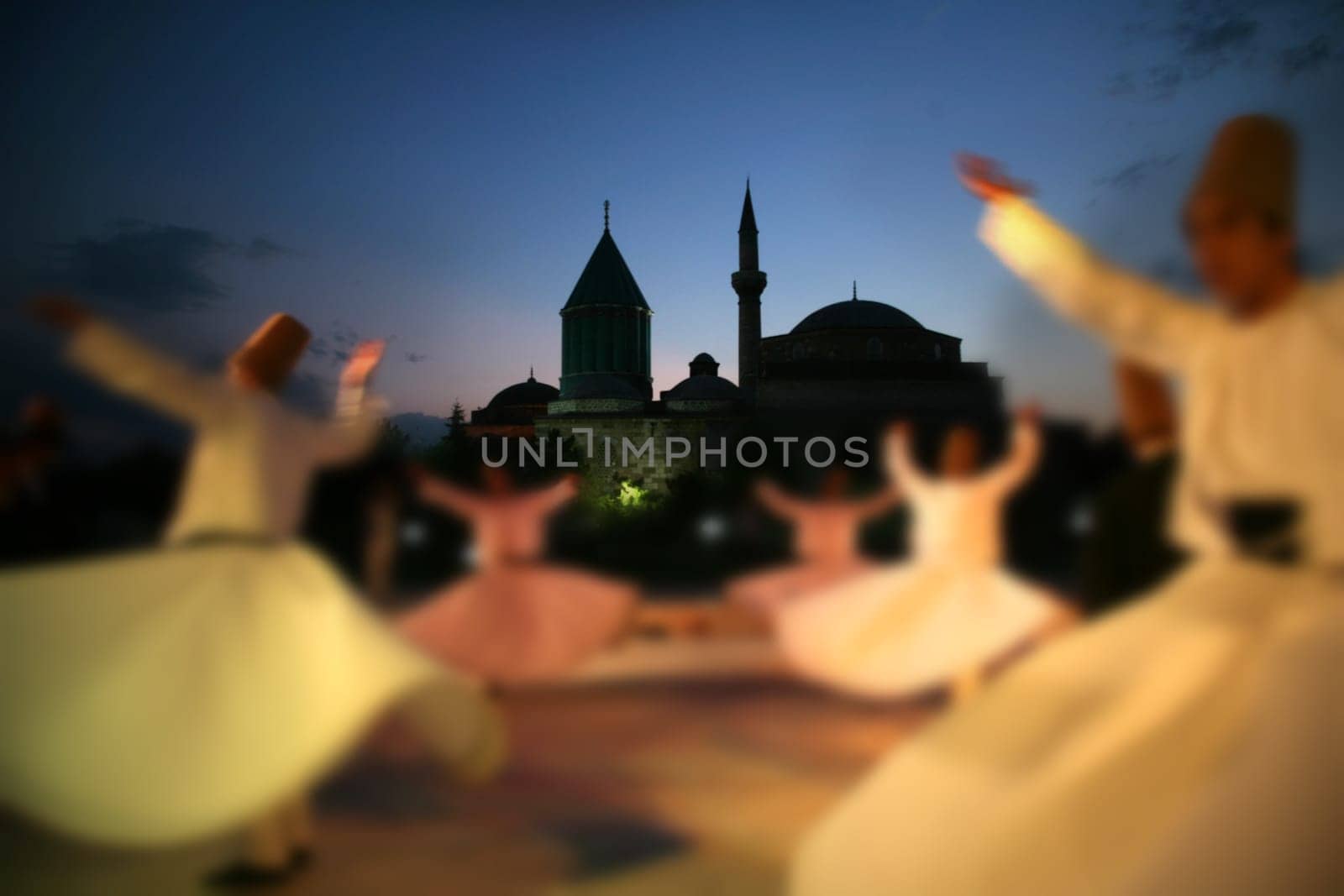 Mevlana dervishes dancing in the museum, konya