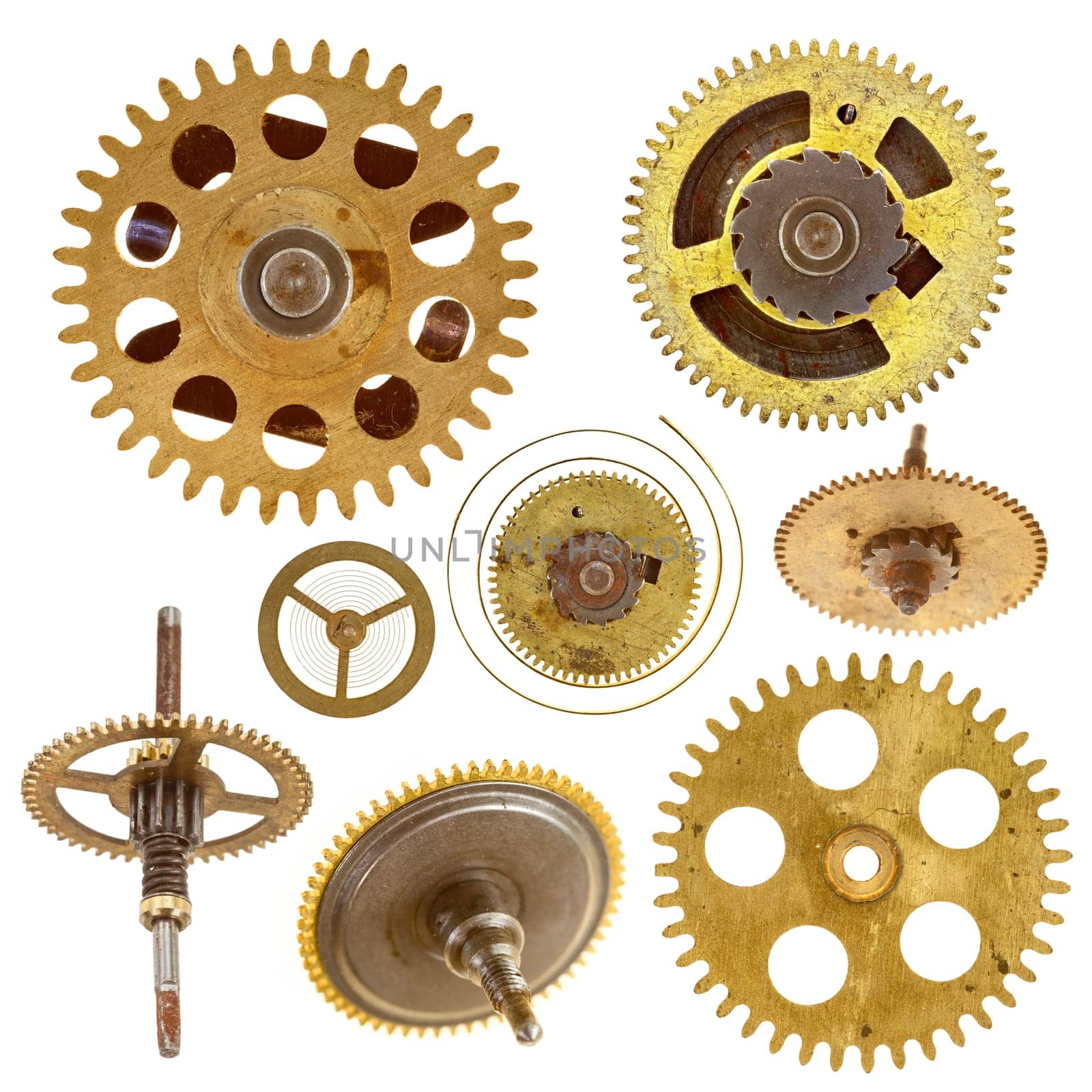 St of the various gears isolated on white background