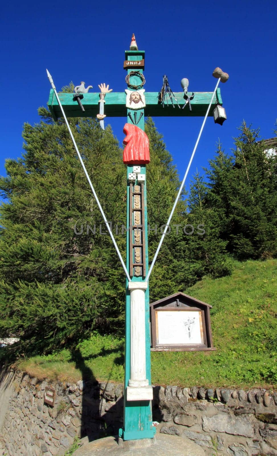 Jesus-Christ cross called "Croix des outrages"" at Bessans, France"