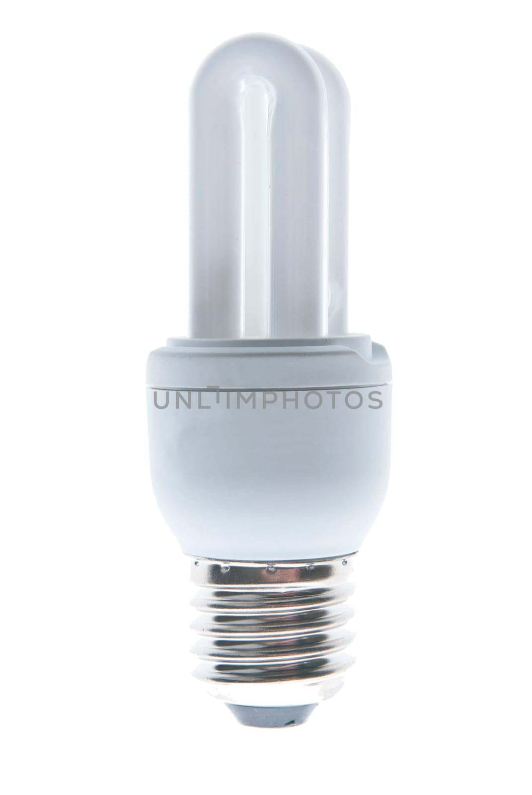 small energy saving flourescent lightbulb isolated on the white