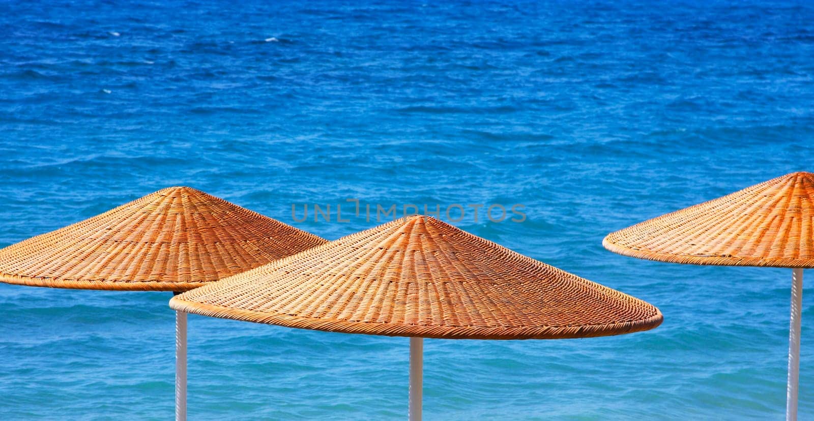 Beach umbrellas close up