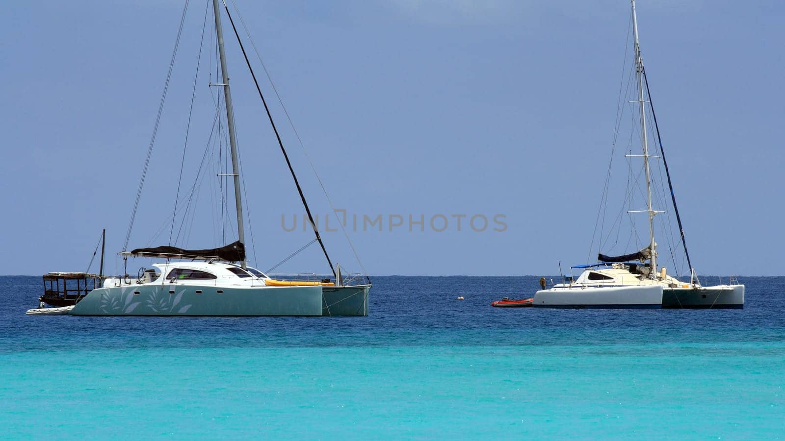 Two catamarans in Zanzibar on a sunny day