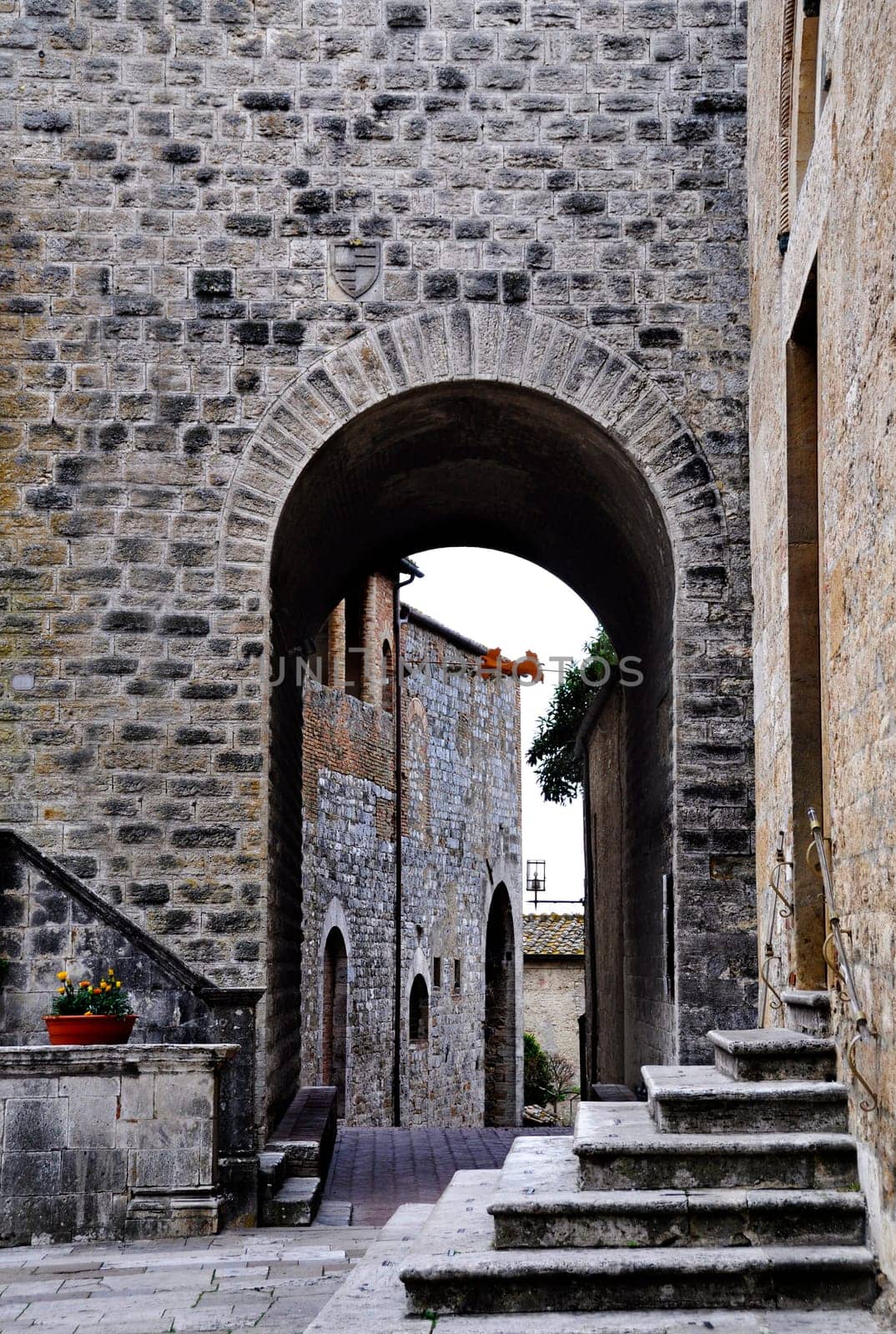 Medieval architecture in San Gimignano, Tuscany, Italy