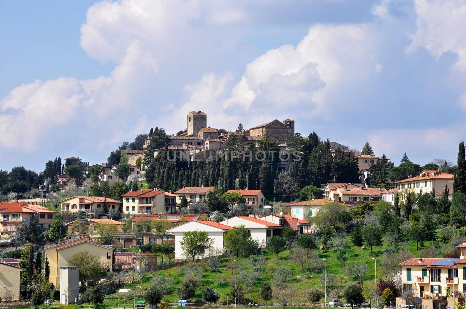 Tuscan village on top of a hill, Italy