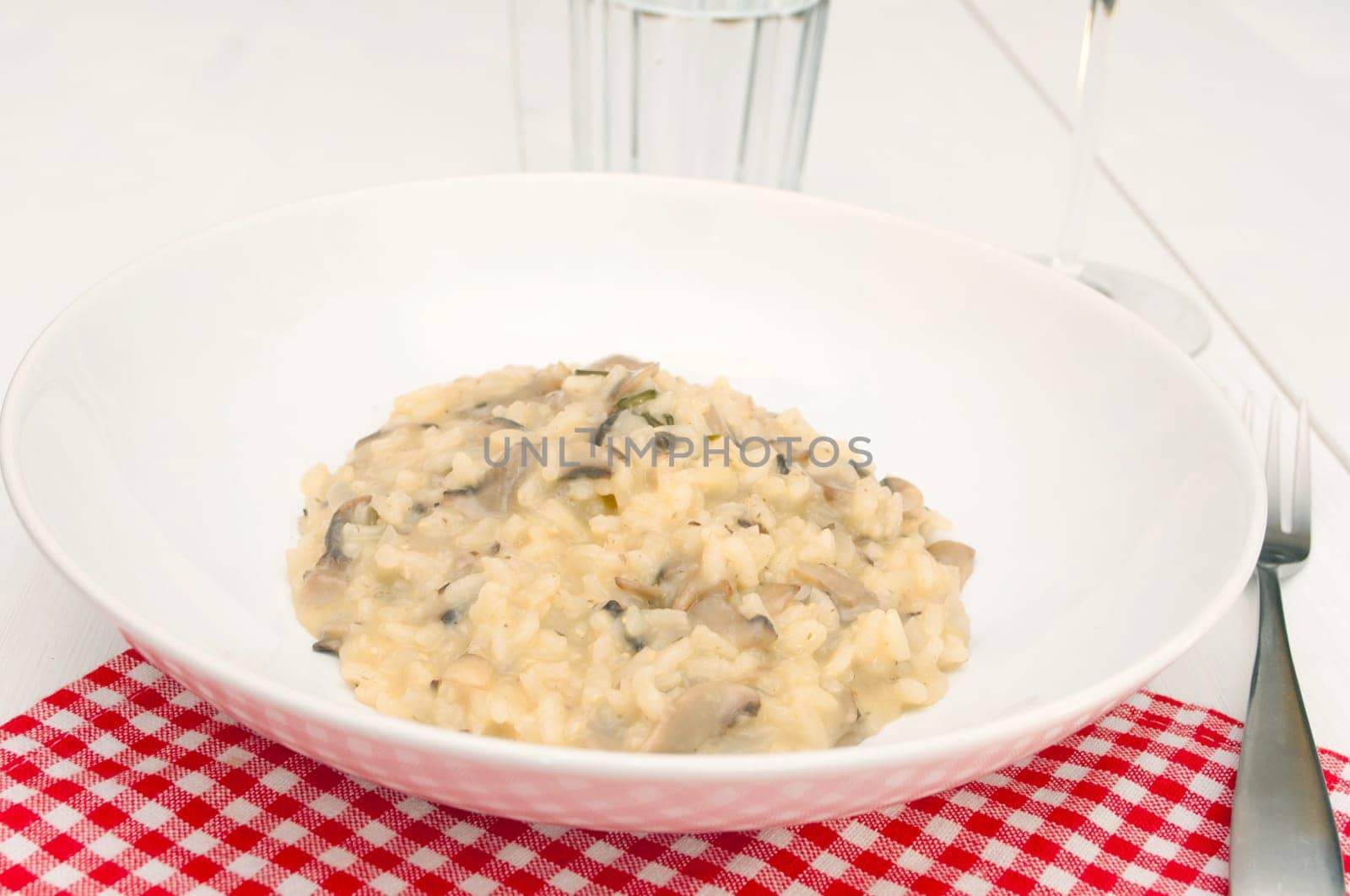 Typical Italian Food - Risotto With Mushrooms - Risotto Con Funghi