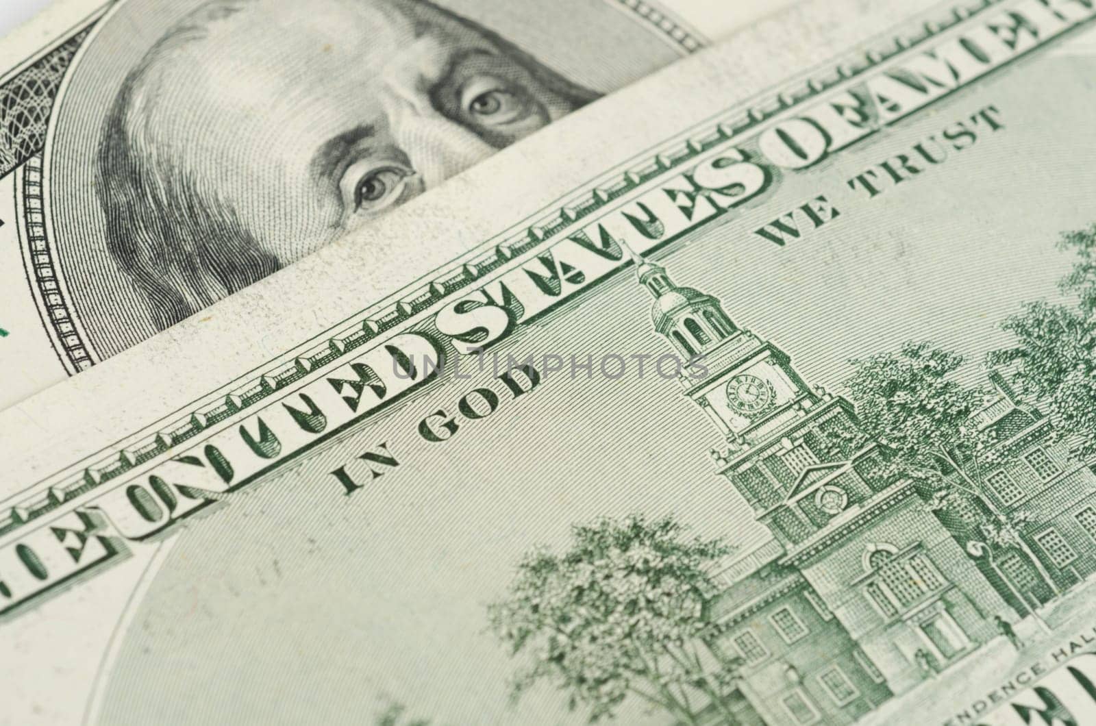 Close up view of pack dollar banknotes