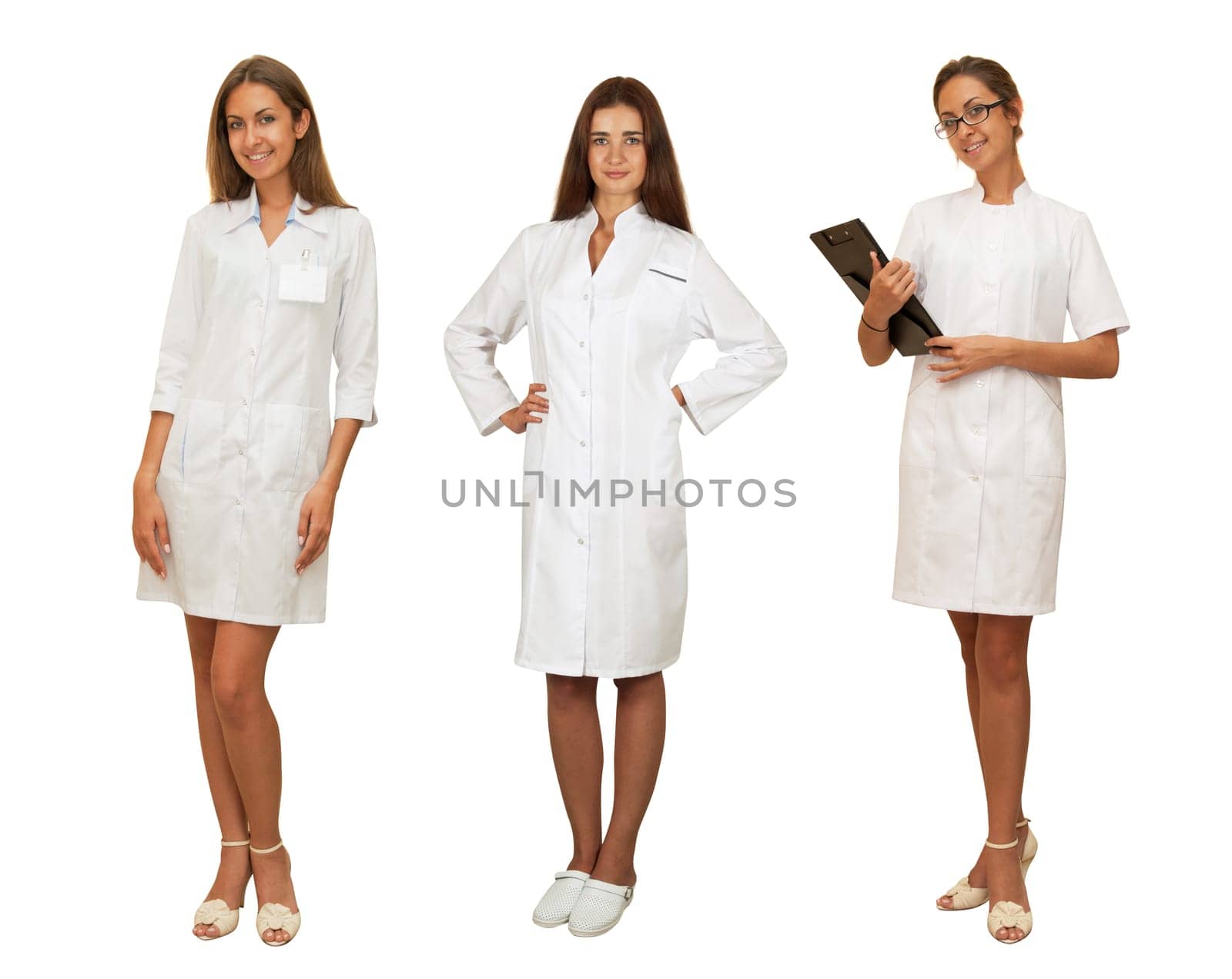 set of beauty doctor women isolated on a white background.