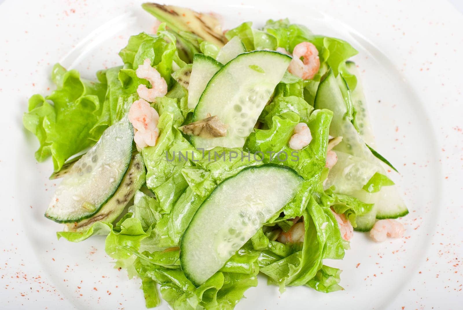 shrimp salad with cucumber and avocado