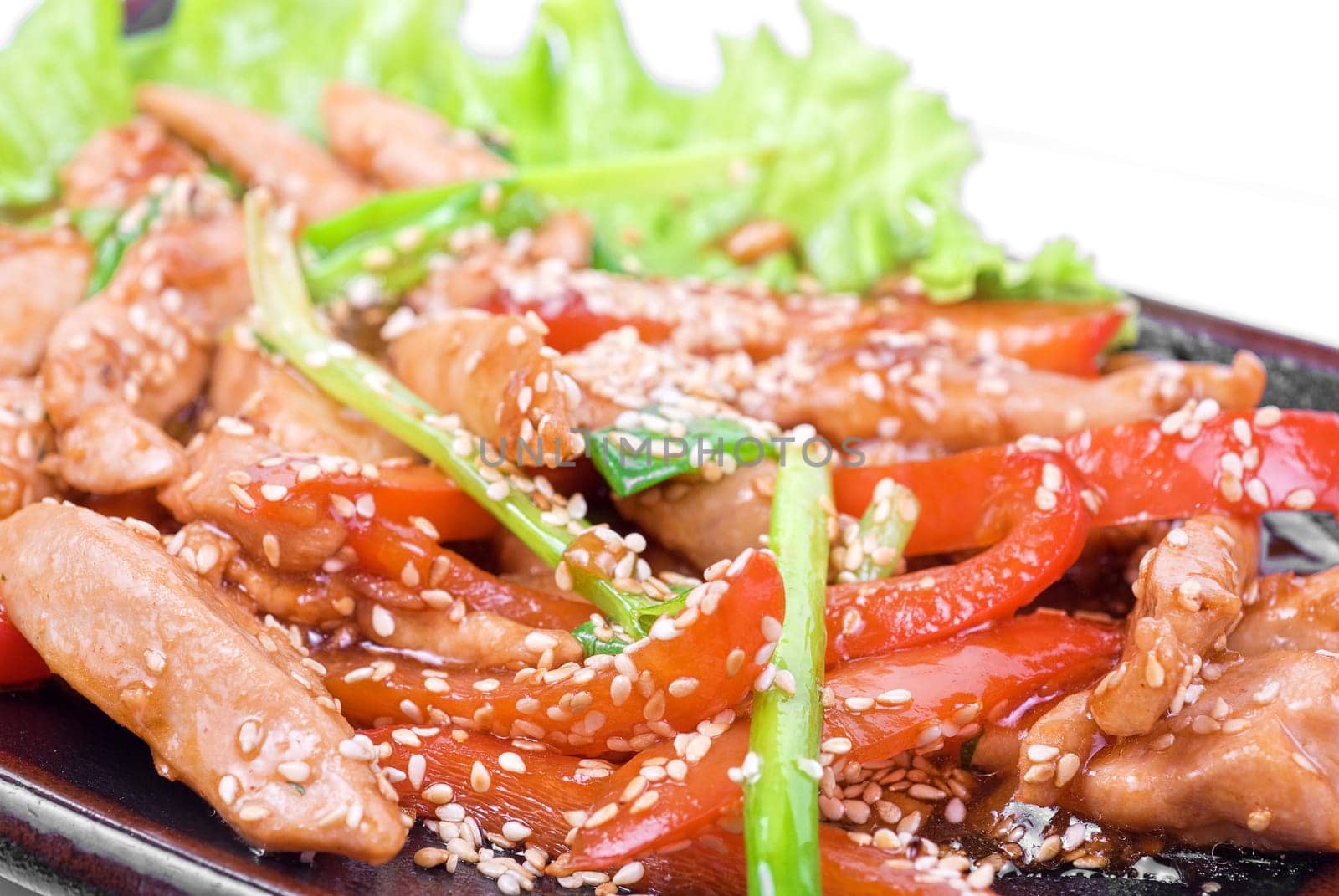 Chinese salad with spicy meat and vegetable
