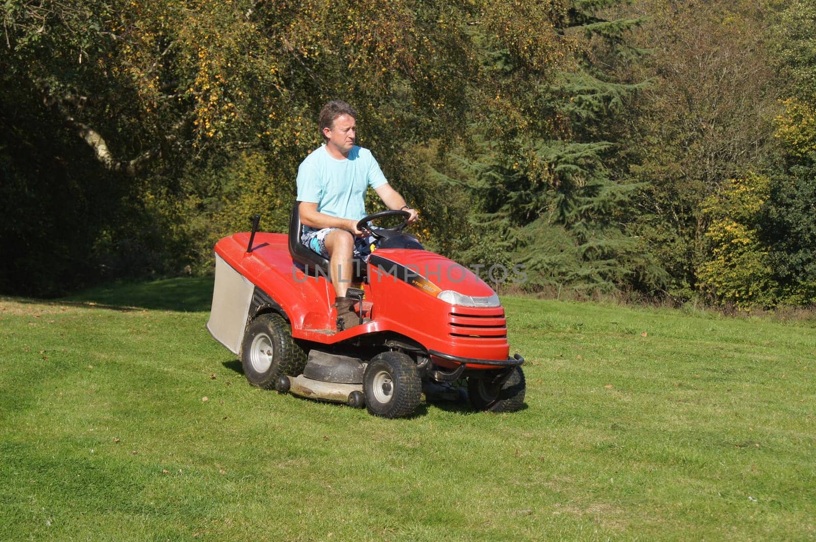 Man Cutting His Lawn