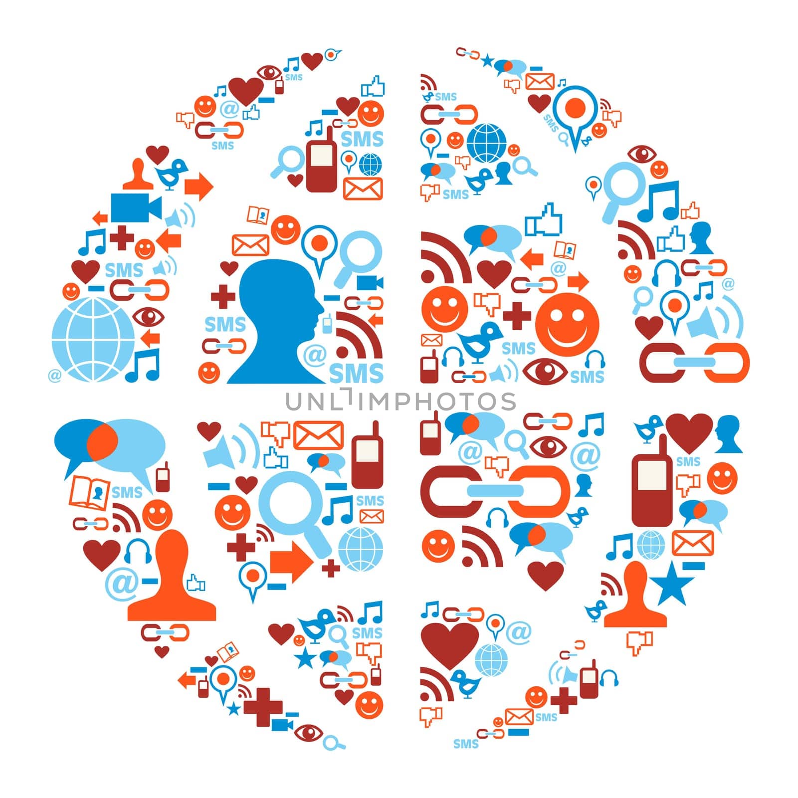 Social media icons set in Earth globe shape illustration