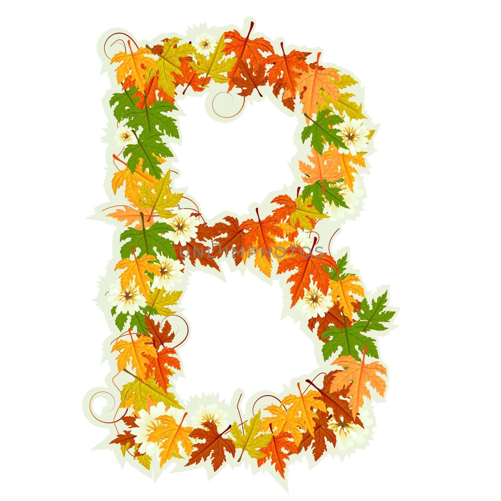 Pattern letter made from flowers and leaves