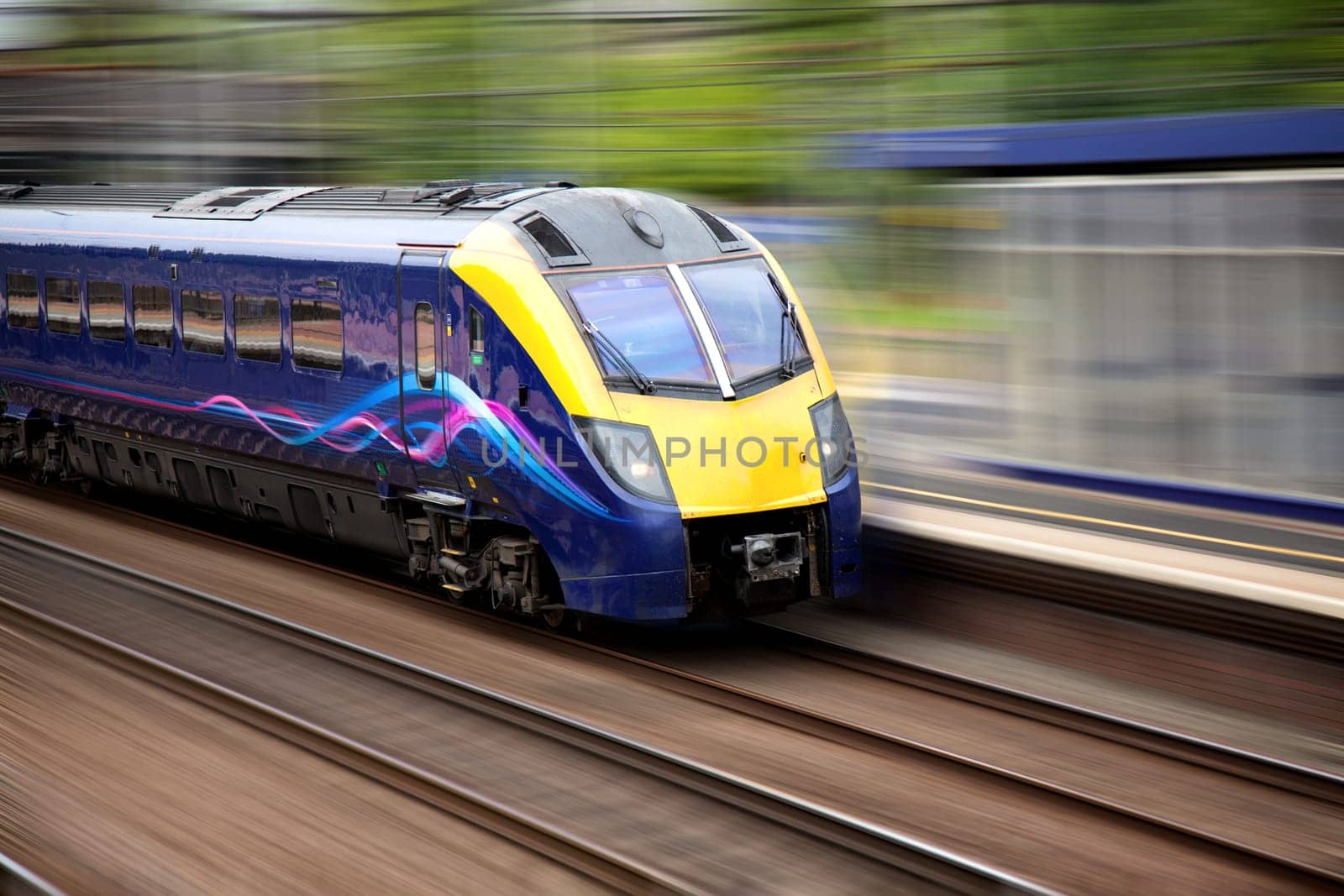 Fast moving modern train