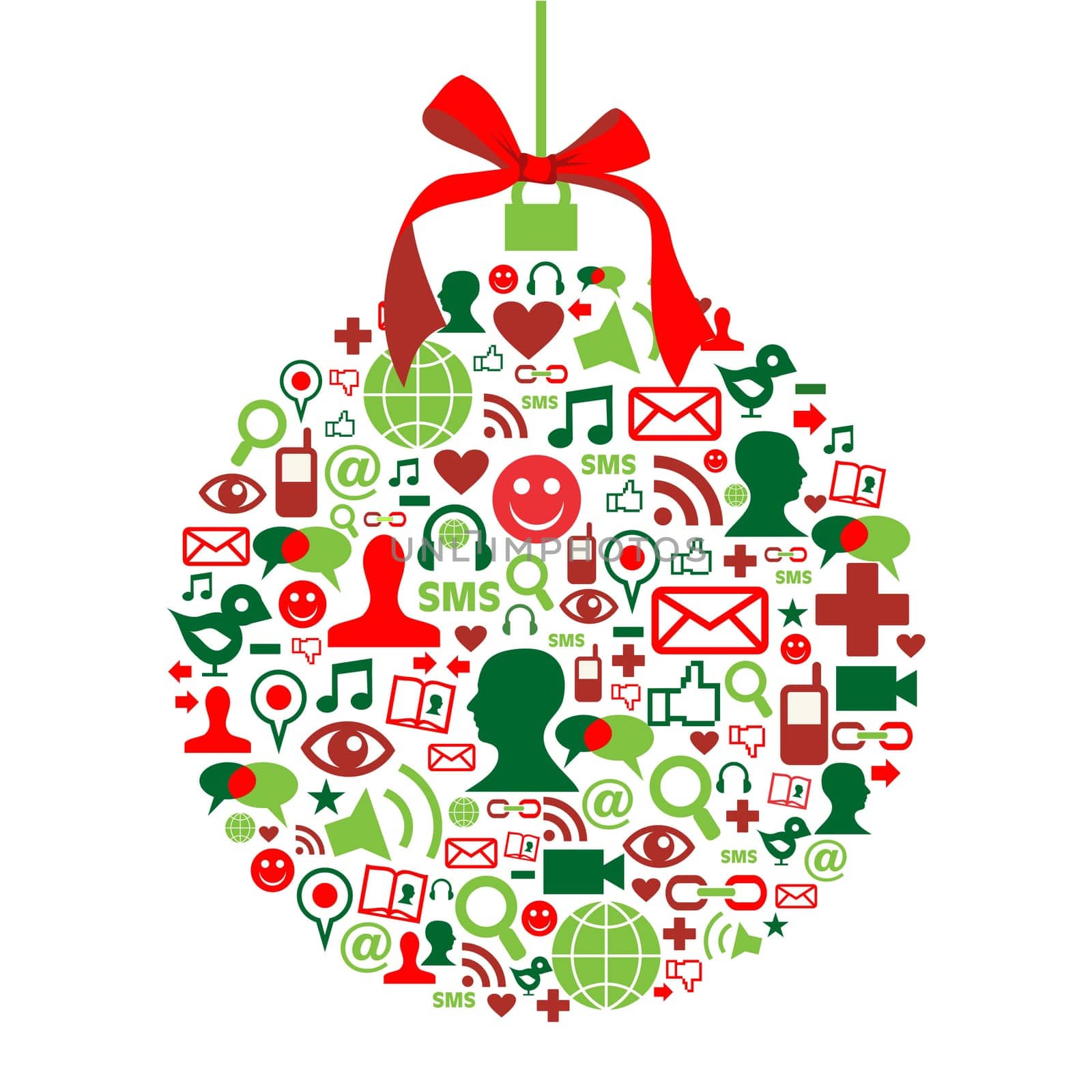 Christmas bauble shape made with social media icons set.