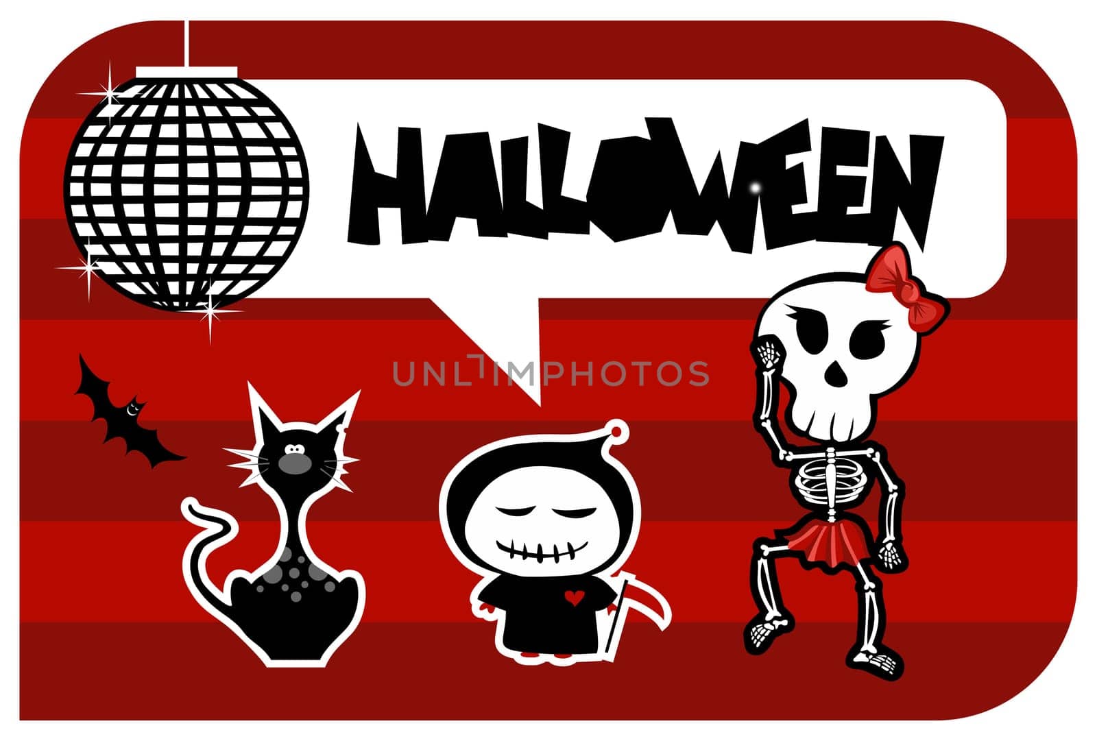 Nightlife dancing halloween creatures background useful as party greeting card. Vector available