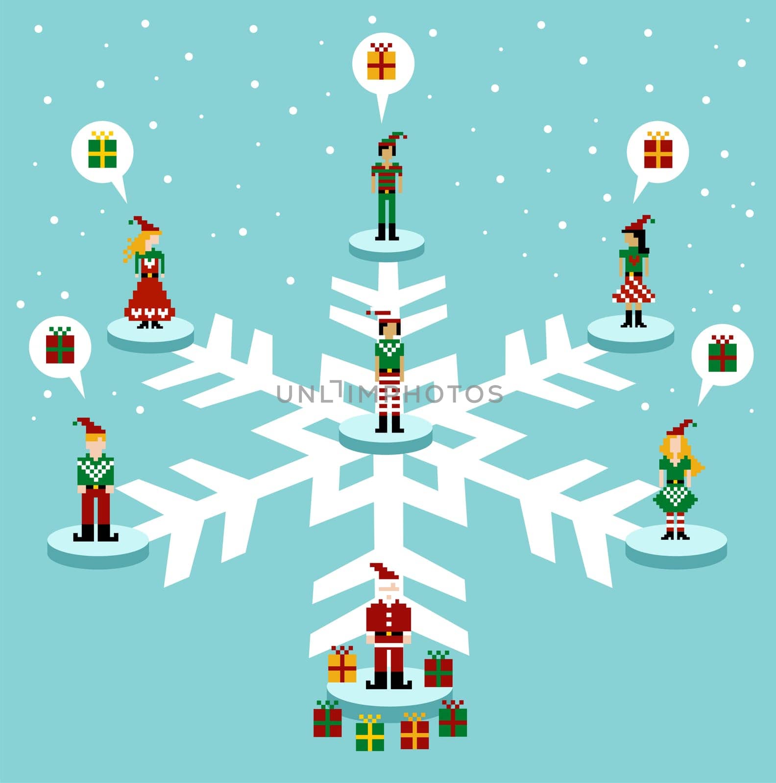 Social media network connection concept at Christmas time. Vector available