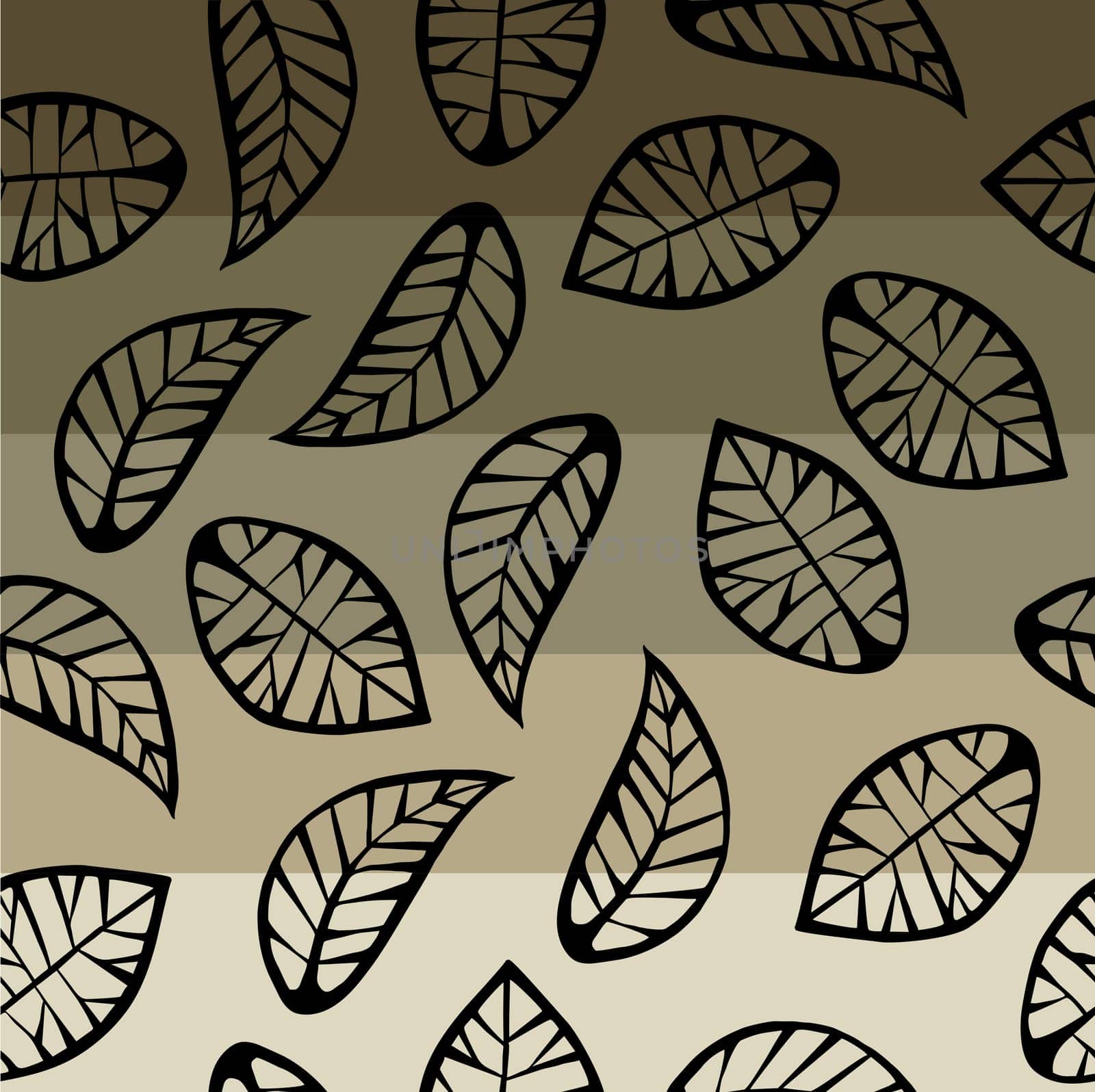 Leaves on degrade in stripes background vector