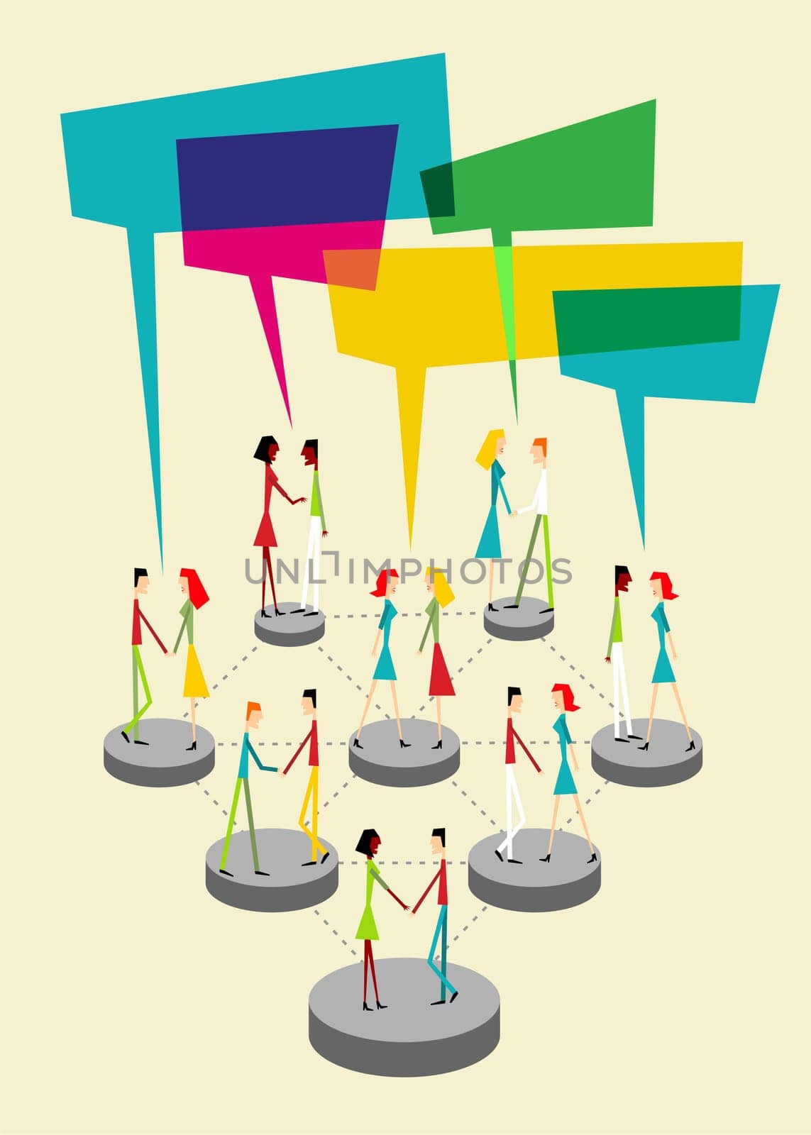 Social community people interaction with speech balloon concept