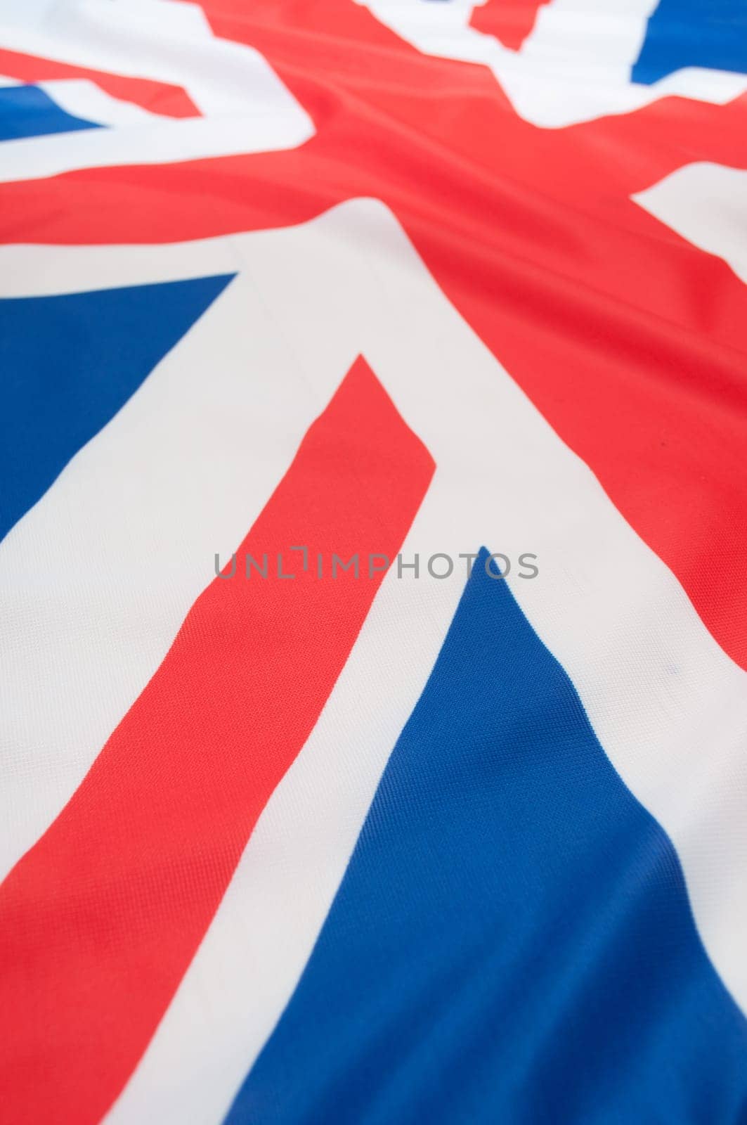 Detail of Silky National Flag of Great Britain Flag Drapery - Shallow Depth of Field