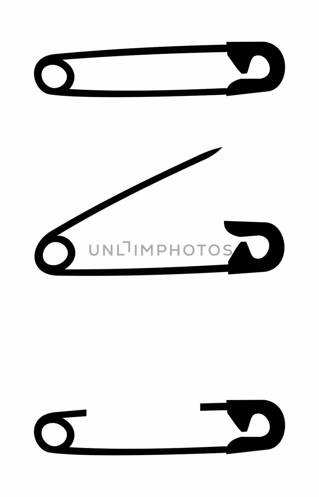 Set of safety pin with isolated background. Vector file available.