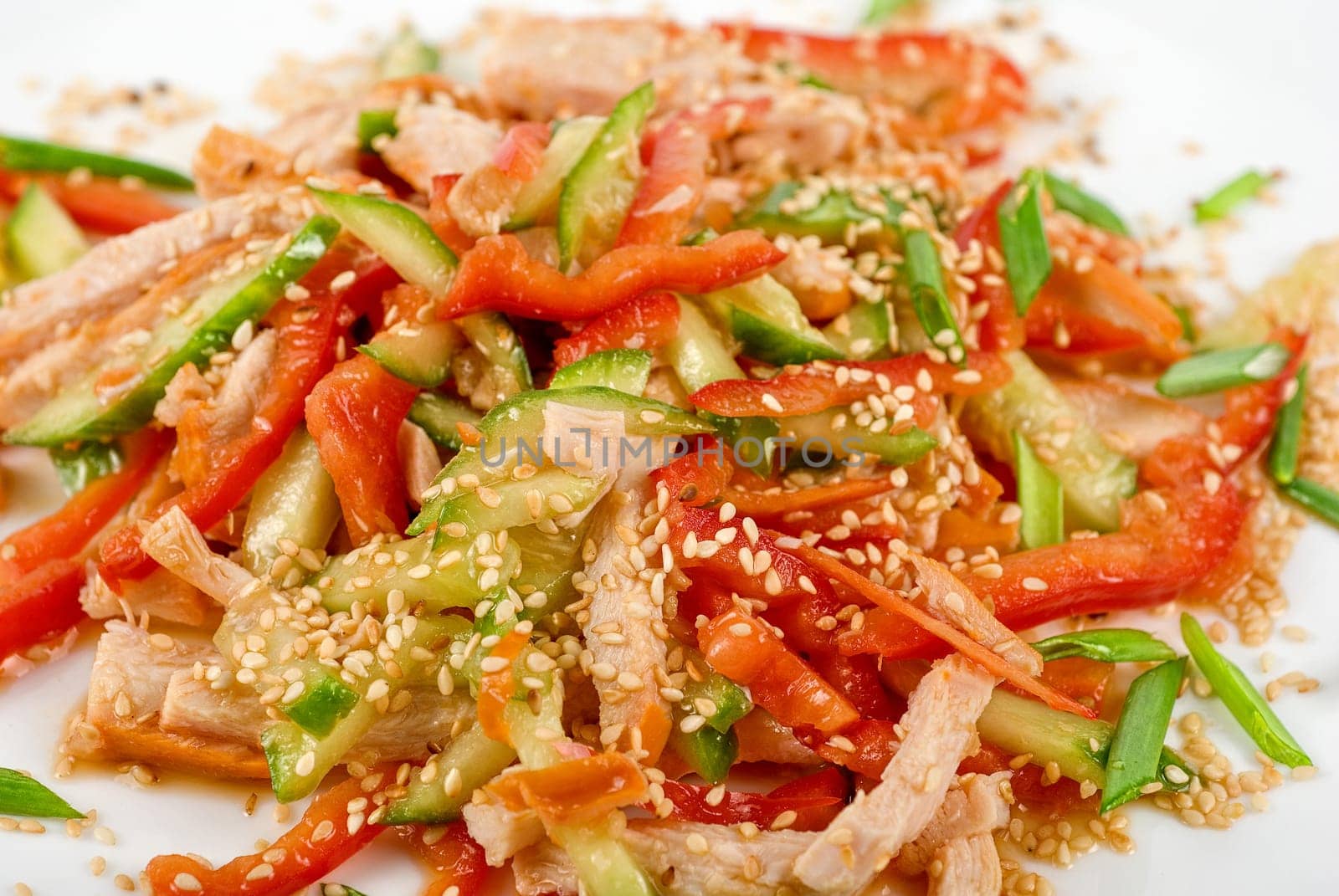 Chinese salad with spicy meat and vegetable