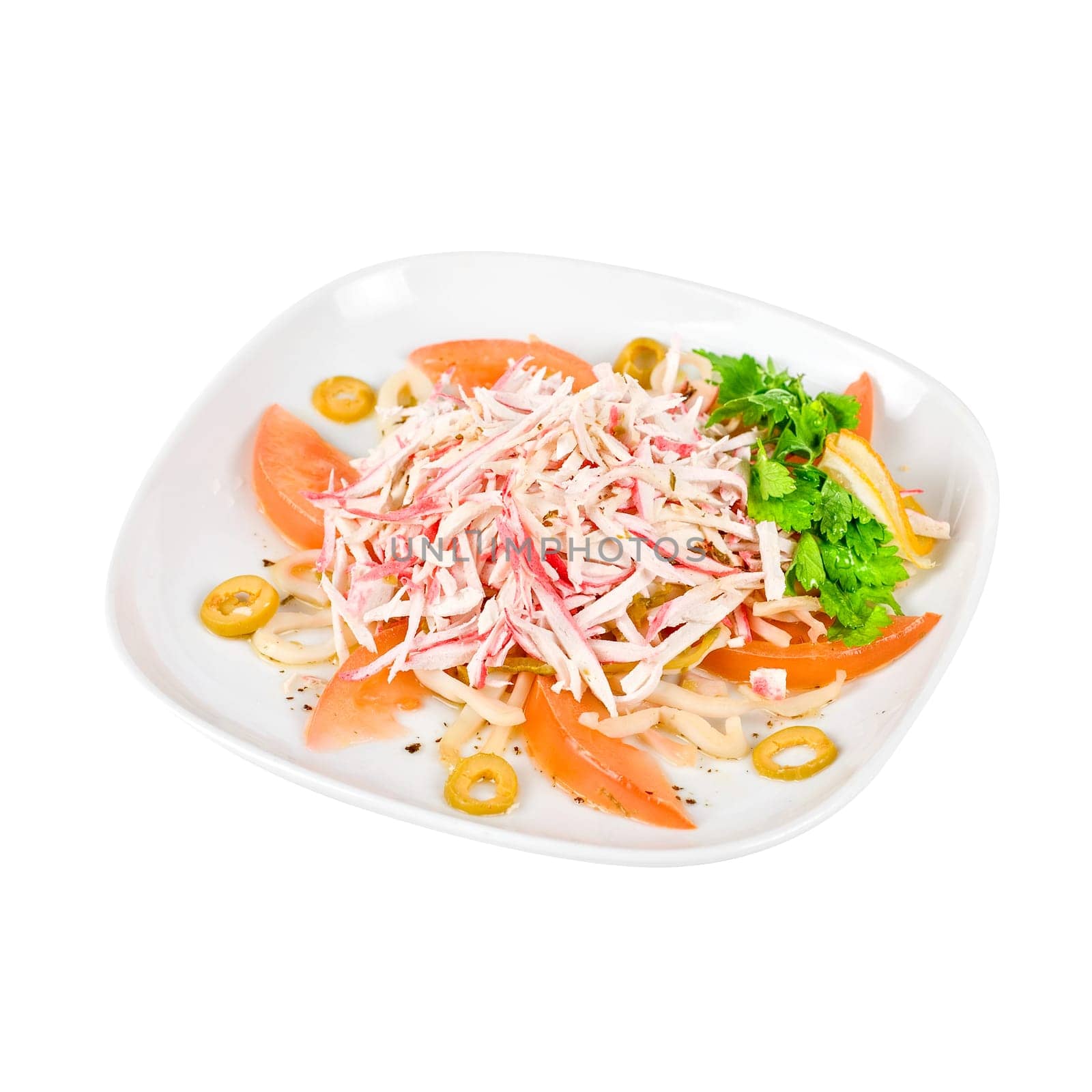 salad of crab meat closeup