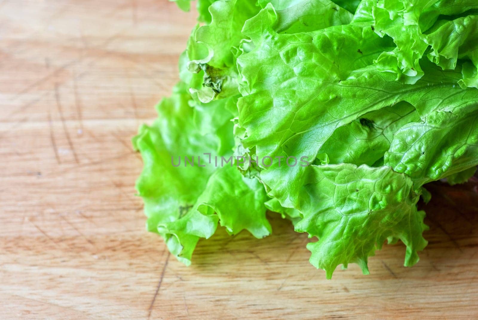 ripe lettuce on the wood table