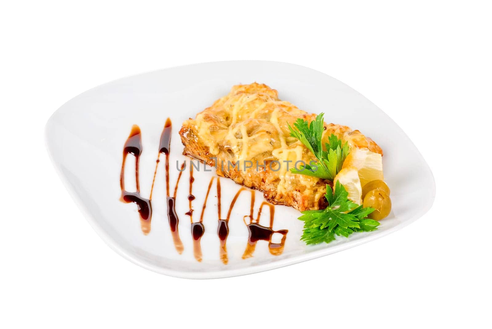 fillet of pike perch roasted with champignon and cheese
