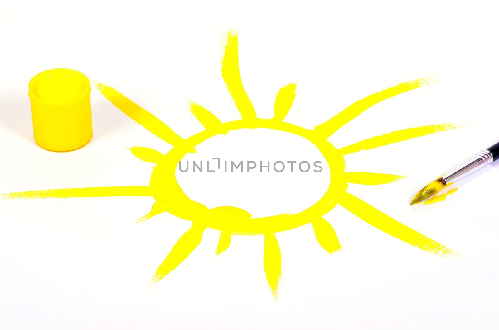 Sun hand painted with a brush