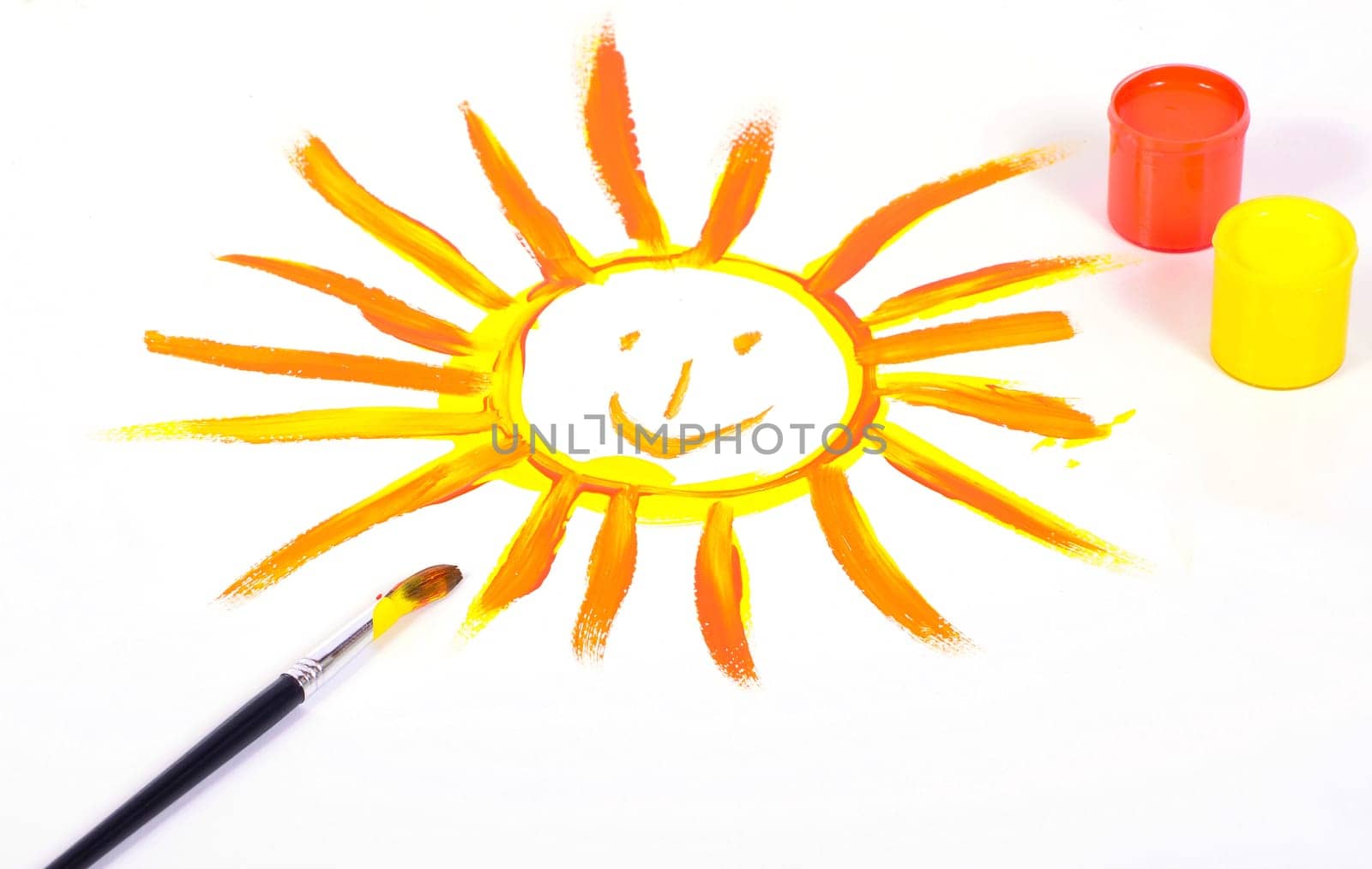 Sun hand painted with a brush